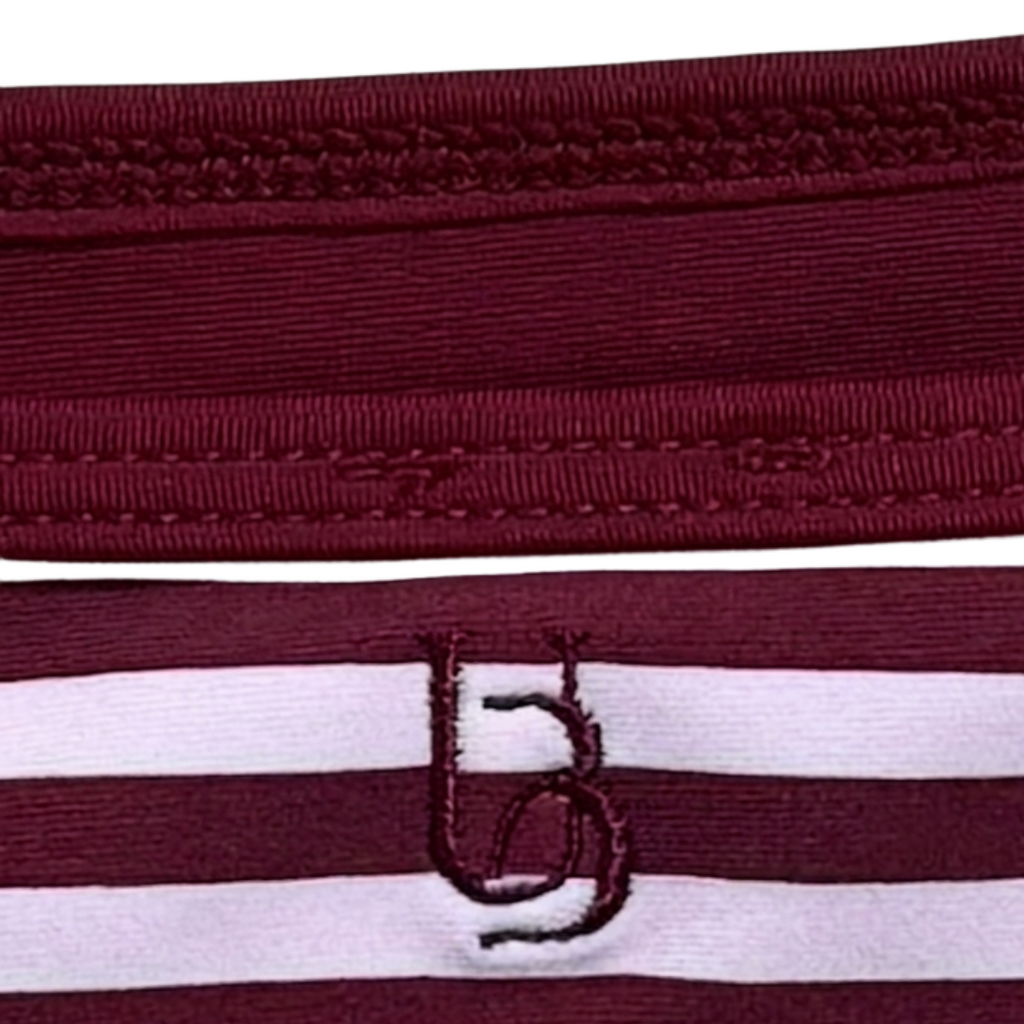 MERLOT & ROSE MILA STRIPED BOTTOM BIKINI