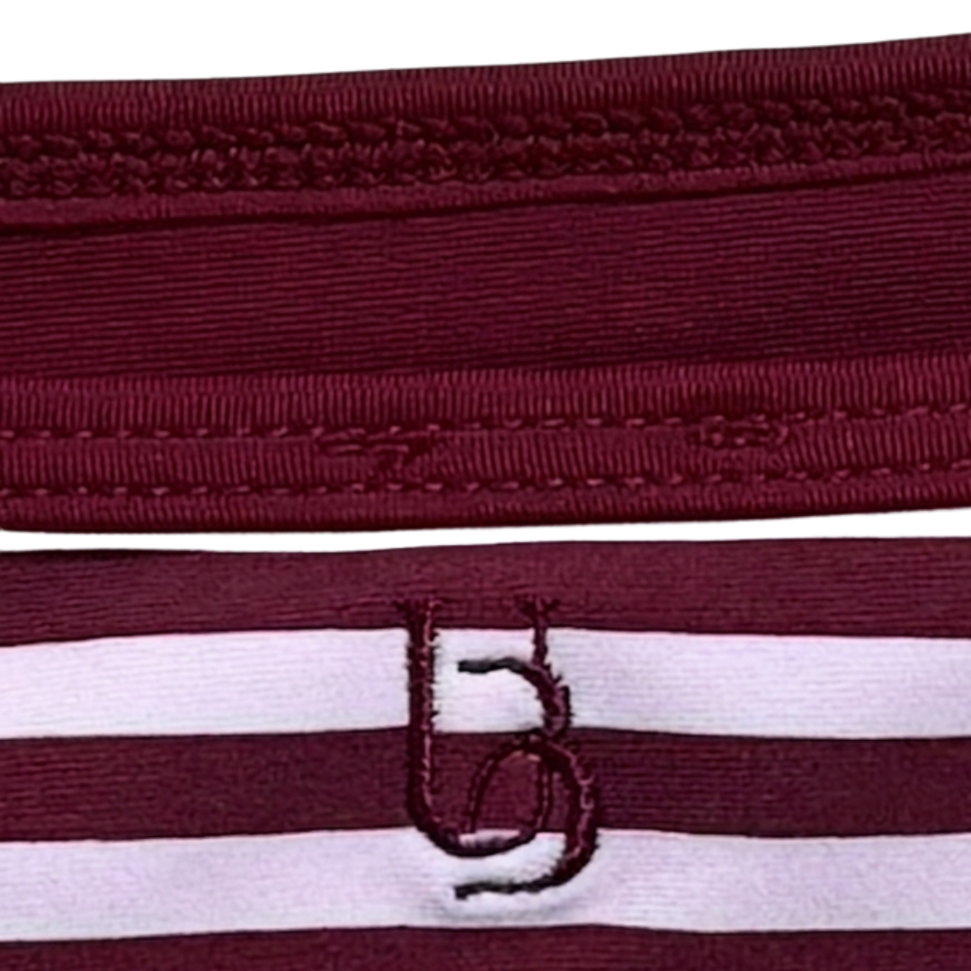 MERLOT & ROSE MILA STRIPED BOTTOM BIKINI
