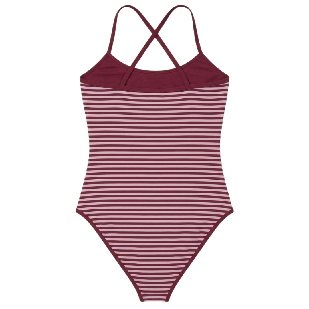 MERLOT & ROSE STRIPED VERA STRIPES KIDS SWIMSUIT