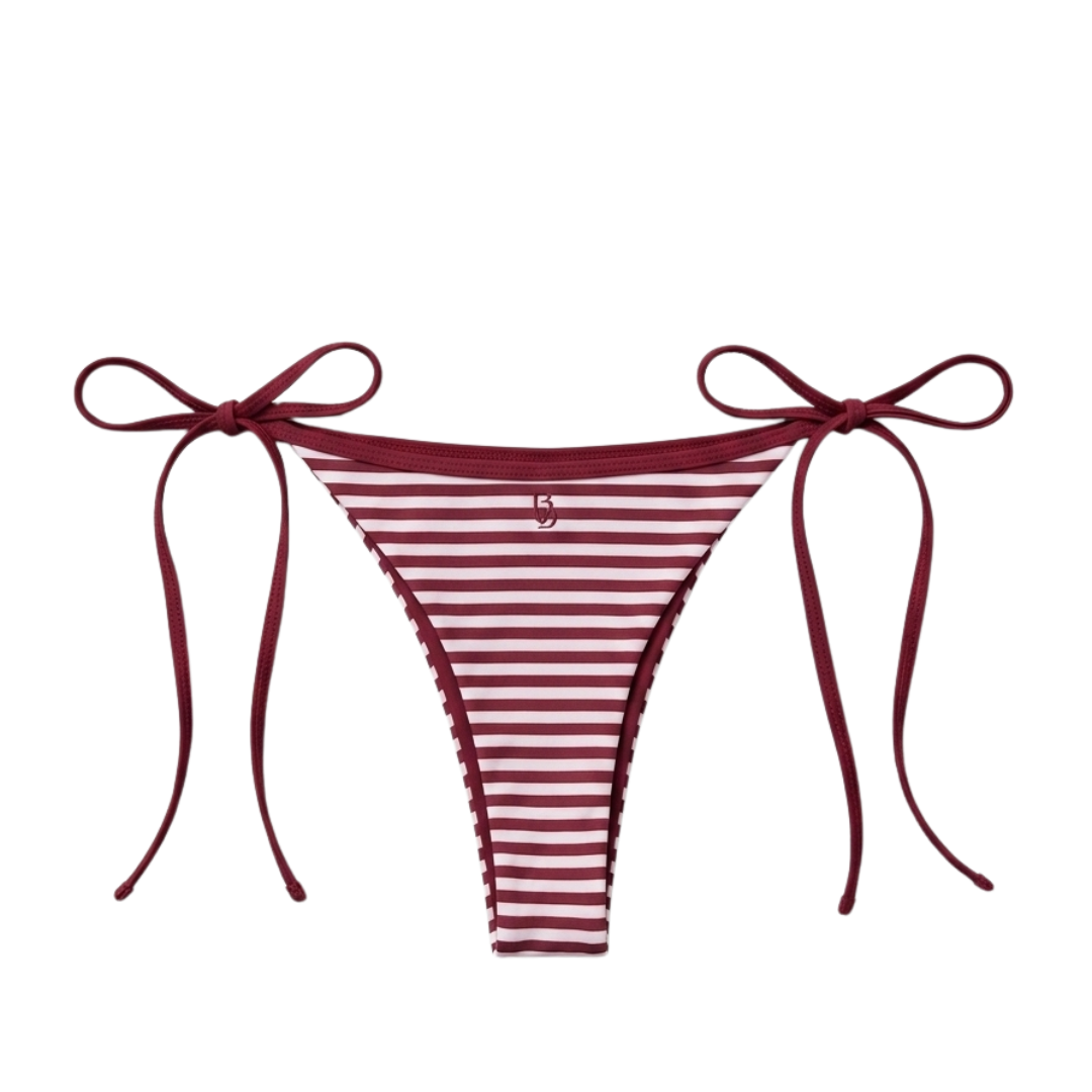 MERLOT & ROSE MILA STRIPED BOTTOM BIKINI