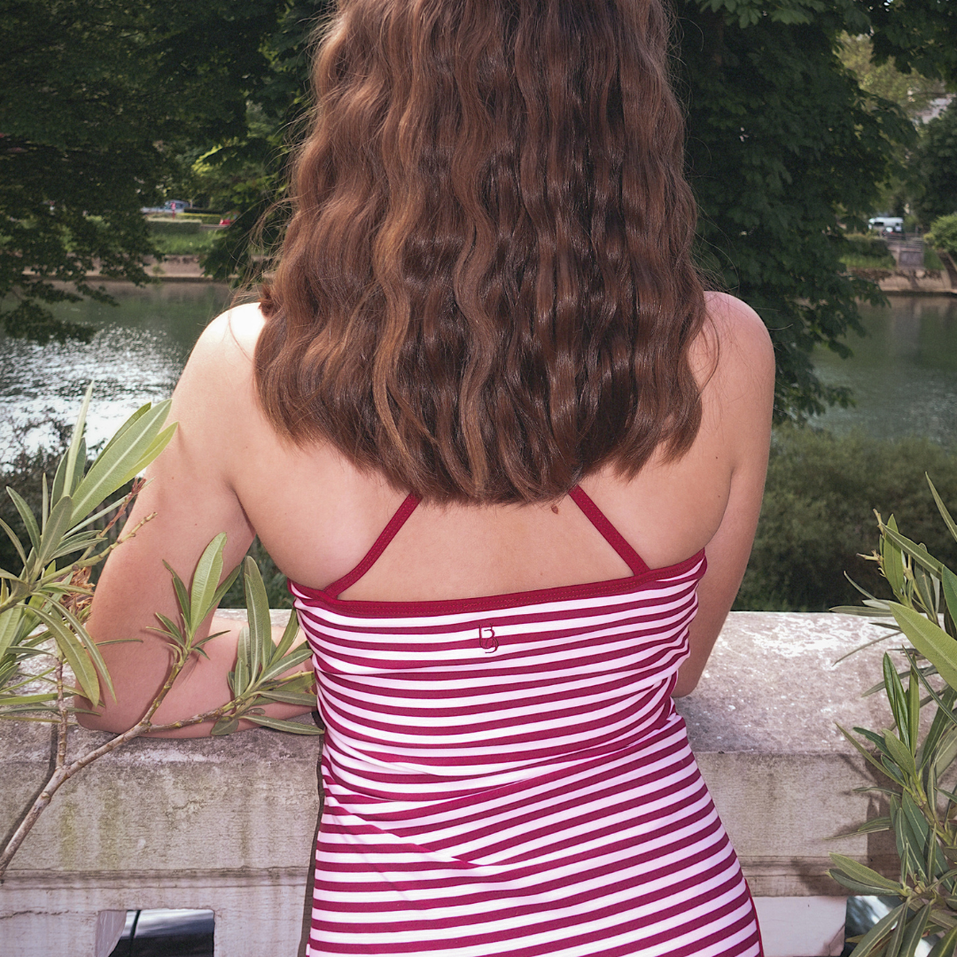 MERLOT & ROSE STRIPED VERA STRIPES KIDS SWIMSUIT