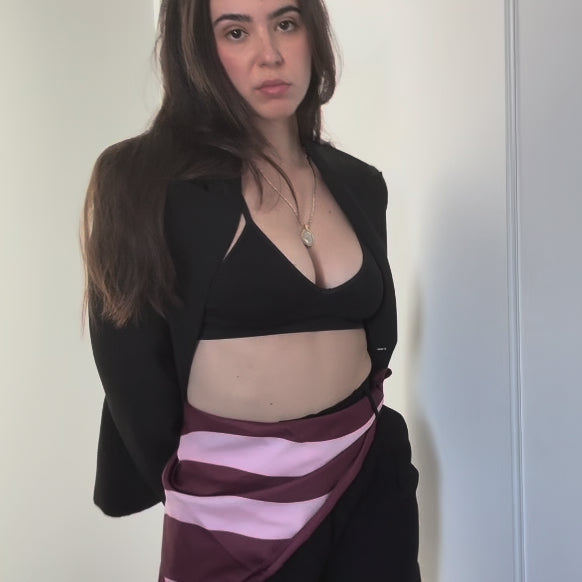 MERLOT & ROSE SCARF DIVNA WIDE STRIPES SCARF